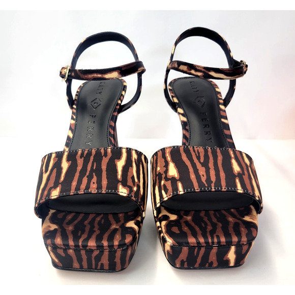 Katy Perry Square Open Sandal Shoes Womens Size 9 Animal Print Heels - Picture 3 of 16
